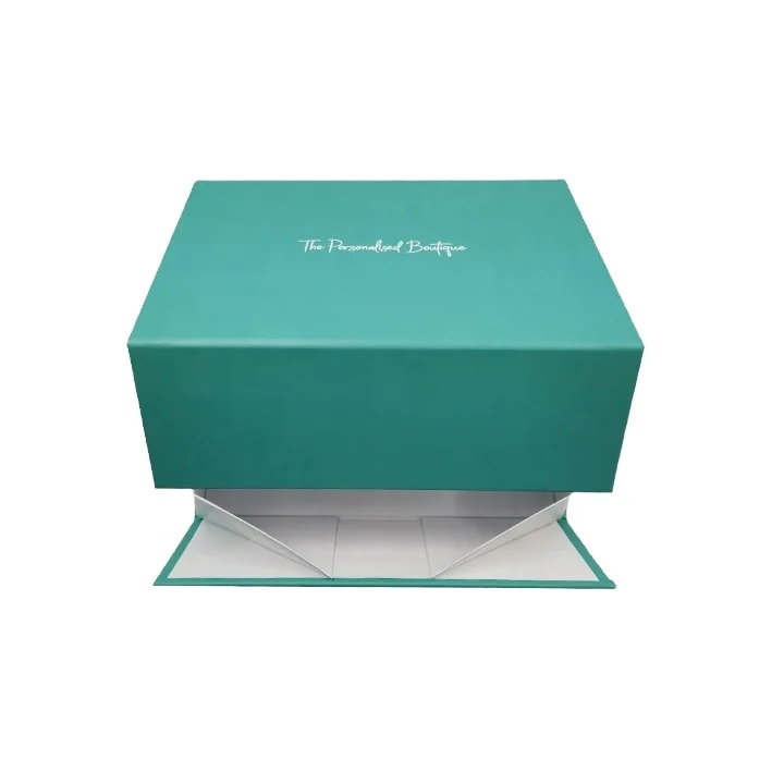 Custom luxury high quality green folding boxes gift packaging paper boxes cosmetics packaging box cajas de regalo