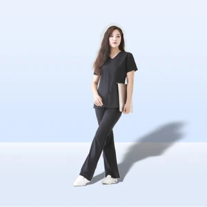 OEM Service Quick Drying Breathable Elastic Custom Logo Short Sleeve Women's Doctor Hospital Uniform Nurse Scrubs Suit Set