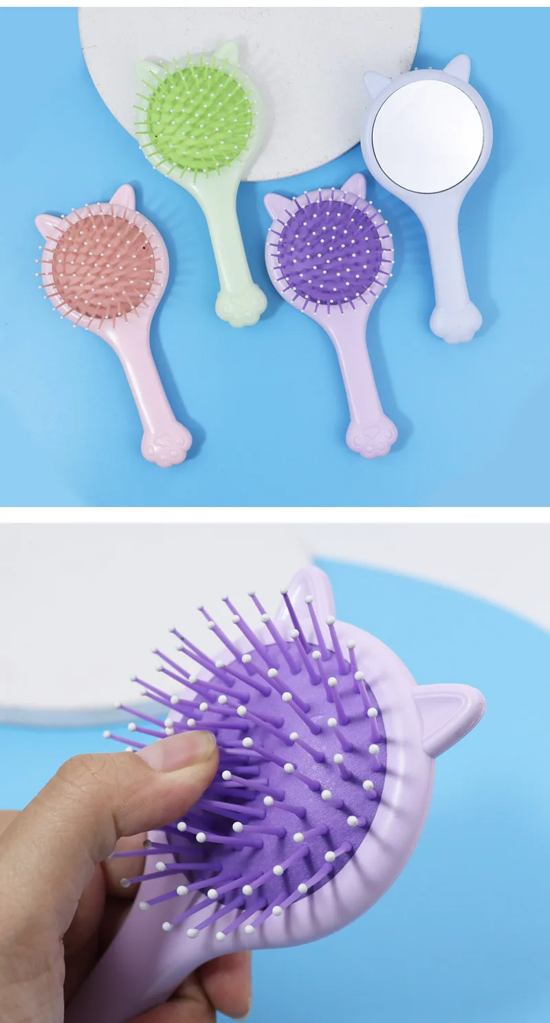 Children Cat Claw Shape Air Bag Hairbrush Ear Style Mirror Comb Hair ...