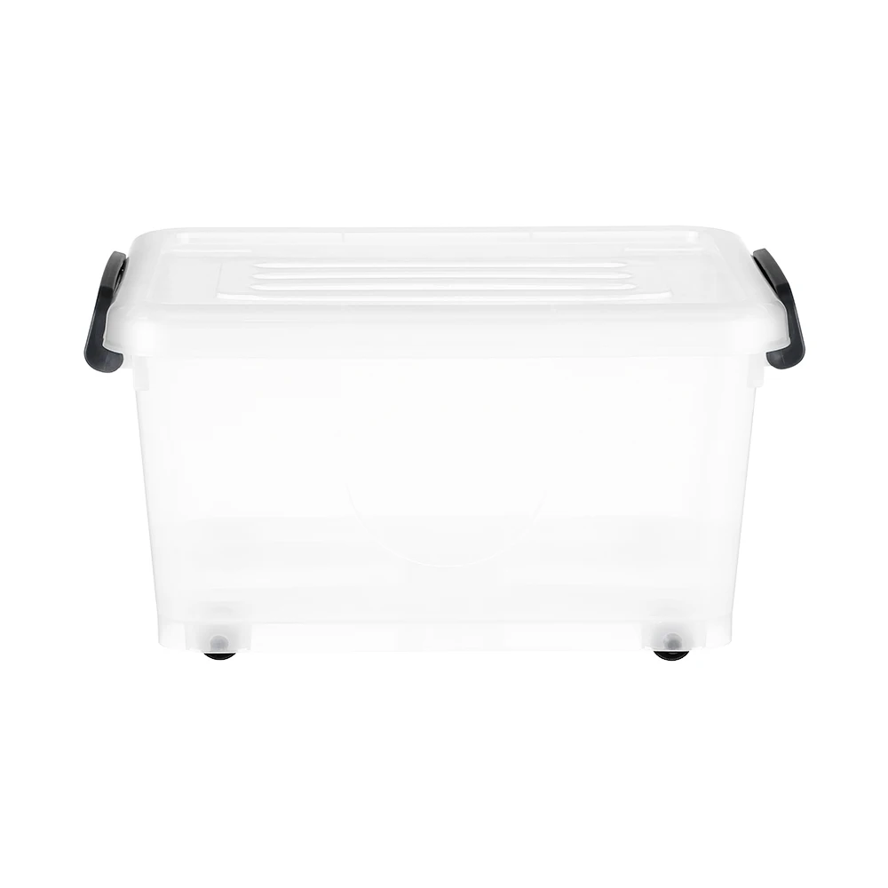 52L Transparent Plastic Storage Box With Wheels