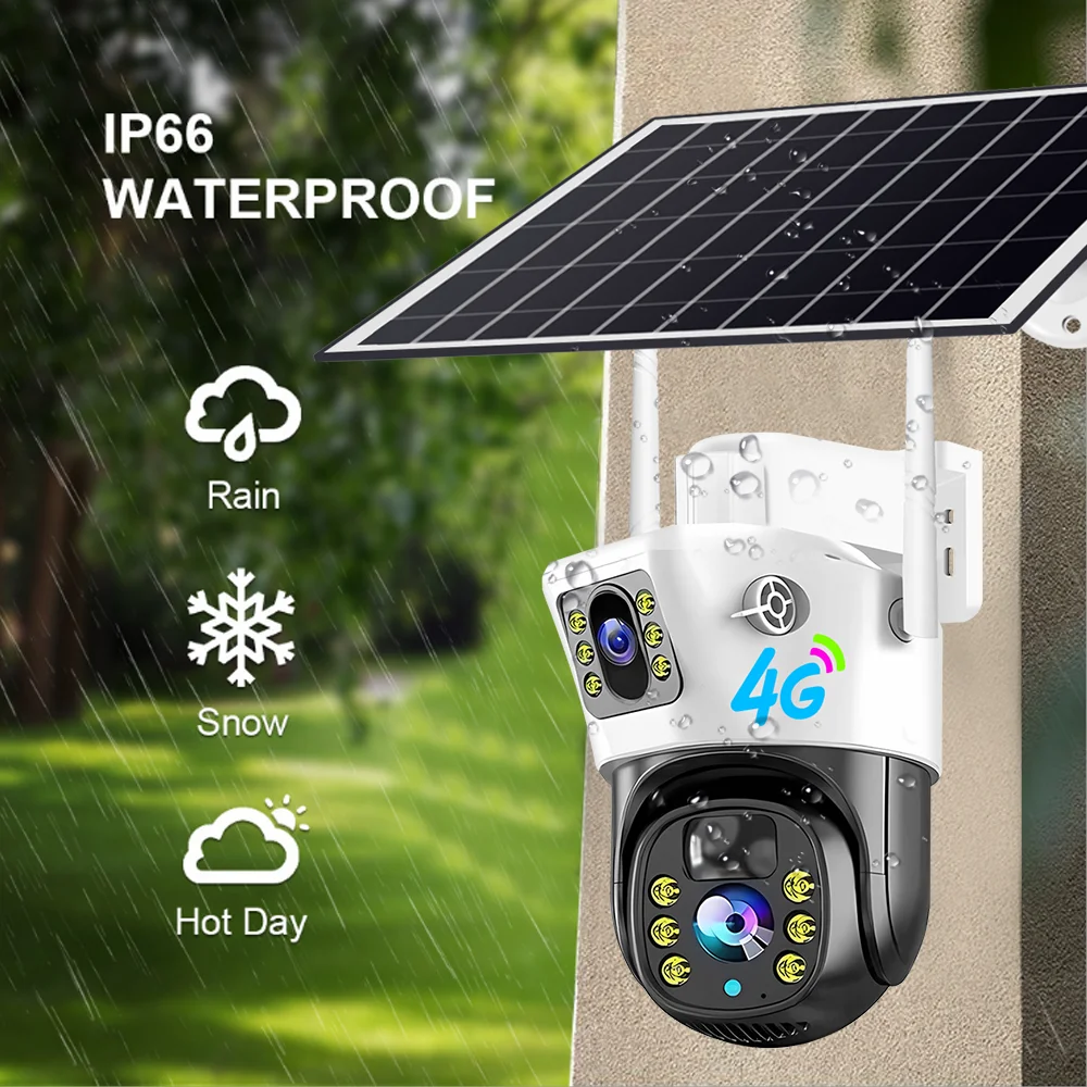 V380 Pro Dual Lens Built in Battery 4G Sim Card Network Wireless Smart Home  Security Protection CCTV Cameras IP 4g Solar Camera