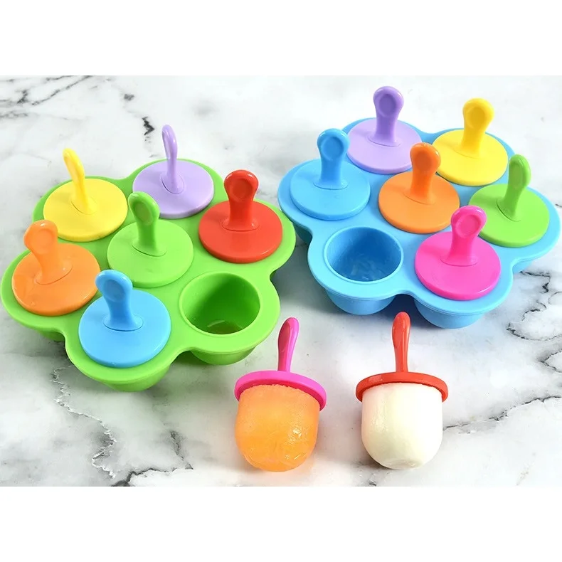 Moule A Creme Glacee En Silicone Avec 7 Trous De Qualite Alimentaire Pour Glace A L Eau Buy Qualite Alimentaire Popsicle Moule Bac A Glacons Rondelle 7 Trous Moule A Glace En Silicone Moule A Popsicle