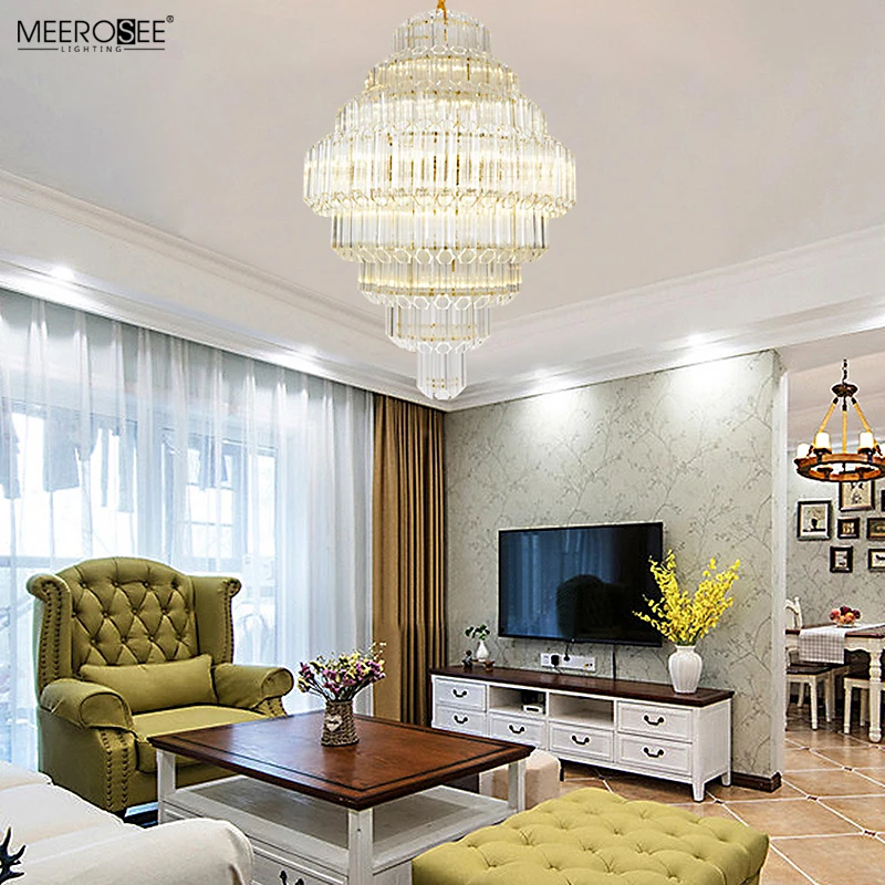 Meerosee 2021 Post Modern Hanging Lamp Stair Glass Chandelier and lamps Light for Villa Staircase MD86789