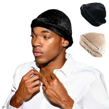 baoliPretty Velvet Turban Caps African Headscarf chemo hats Soft Bun headband Muslim hat bonnet Beanie bandanas