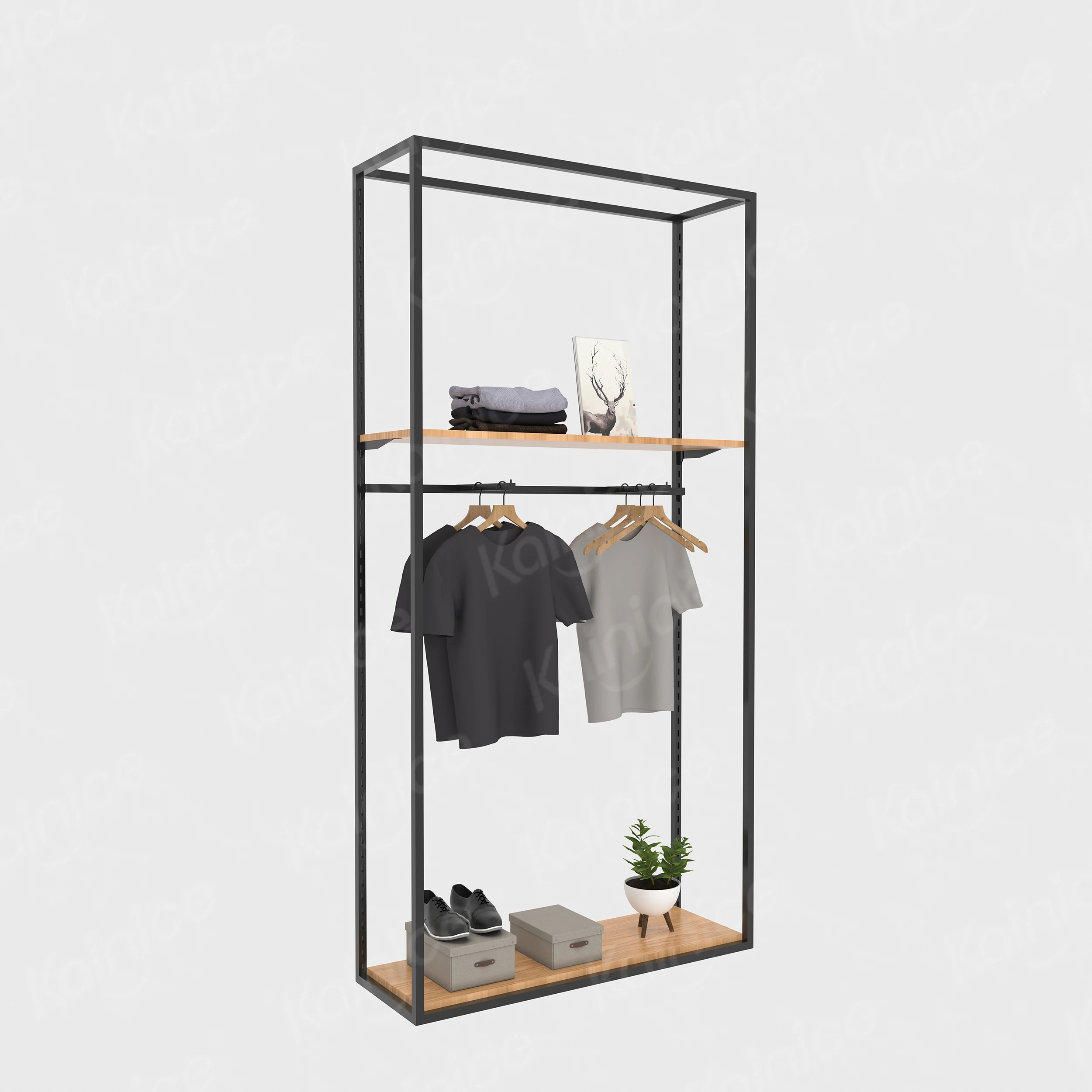 Kainice Metal Pretty Garment Display Rack For Clothes Wood Boutique