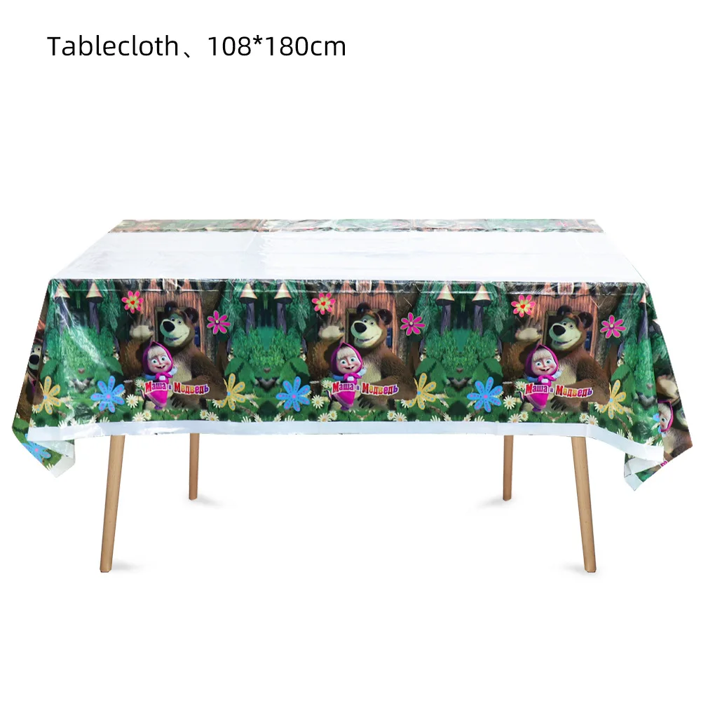 New Cartoon Marsha Bear Table Cloth Disposable Martha Masha Bear Table Cover for Birthday Party Decoration Table Covers