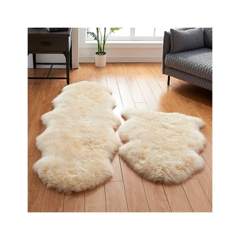 Home Use Anti-slip Soft Fluffy Area Rug White Faux Fur Sheepskin Carpet For Living Room