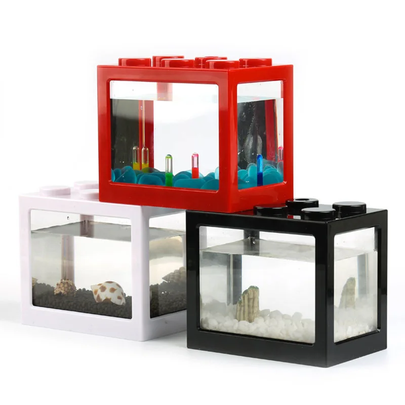 Mini Fish Tanks Betta Fish Tank Aquarium Tank Fish Bowl Building Block Office Table Decoration Home Decor Feeding Box Led Light Buy Mini Fish Tanks Betta Fish Tank Aquarium Tank Fish Bowl Building