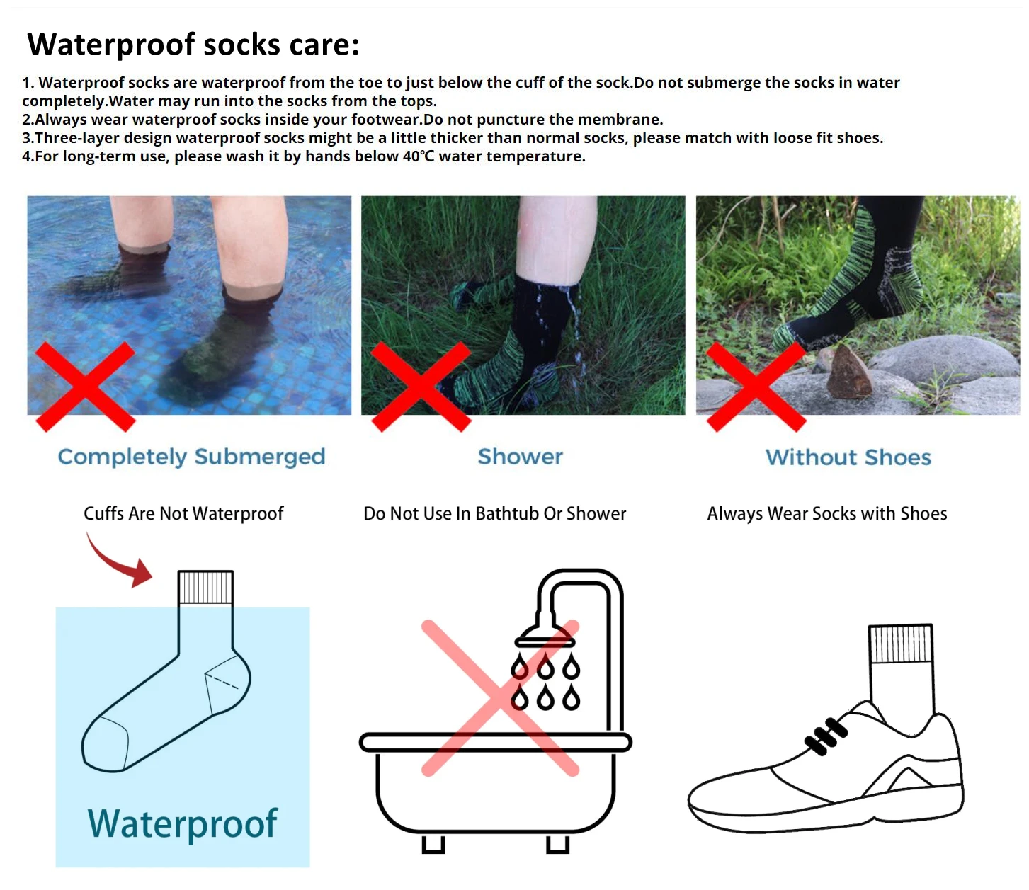 Breathable Wudu Waterproof Socks For Muslim Wudhu Outdoor Skiing