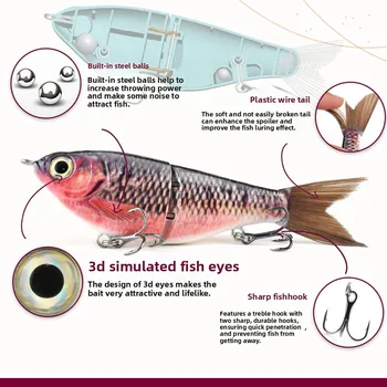 120mm/175g ABS Plastic Live Bait Mini Two-section Sliding Realistic Fish Scale Simulation Luya Bait Without Hooks – Hard Lure – view 3