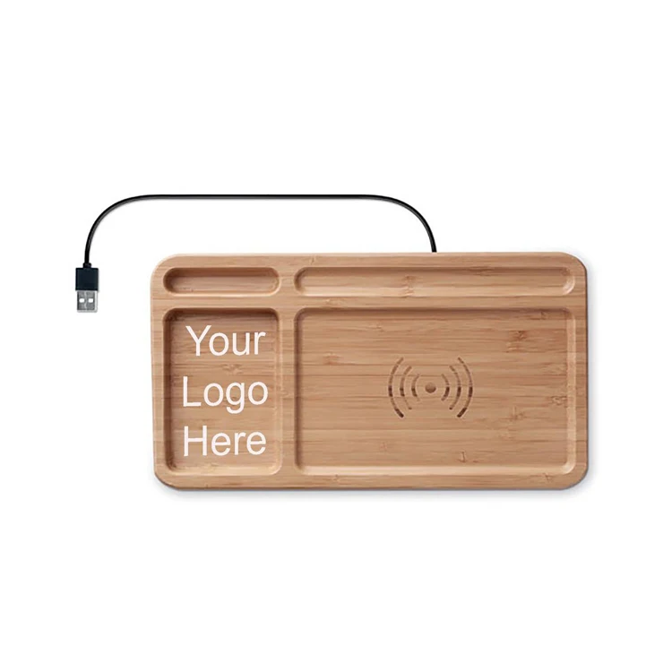 Пользовательский Qi Сертифицированный бамбуковый Деревянный беспроводной зарядный стенд персонализированный быстрый коврик для мобильного телефона с