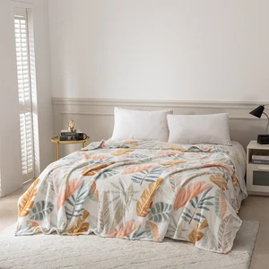 Microfiber All Season Blankets Weighted Flannel Blanket Botanical Design Bedding