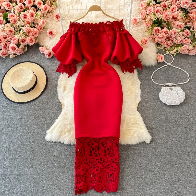 chinese dress ladies Women's Elegant Vintage Hollow Out Lace Maxi Dress main image 0