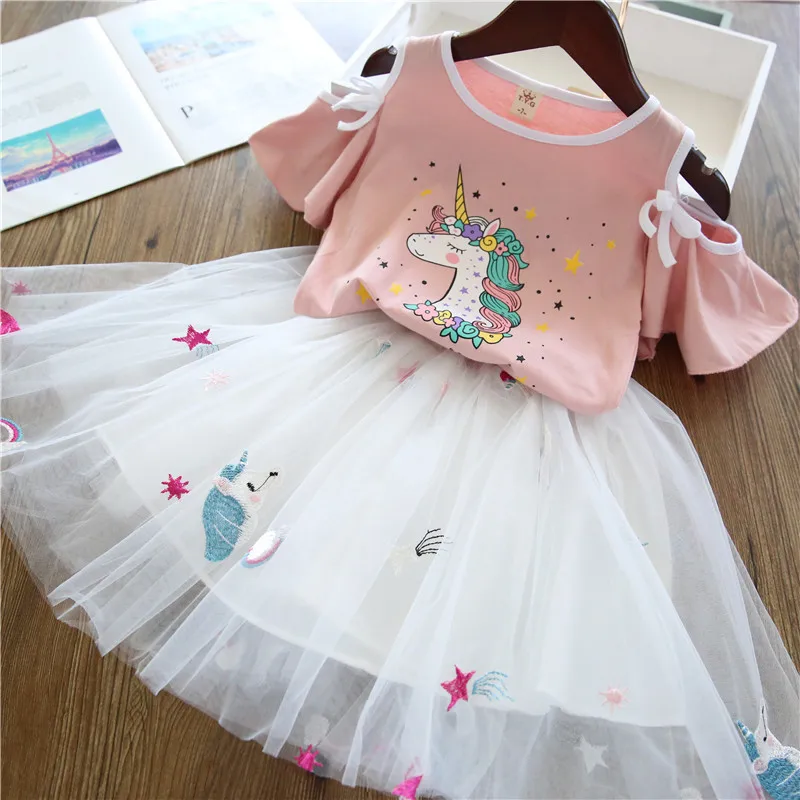 Toddler Kids Baby Girls Party Dress Unicorn Tops Tulle Tutu Skirt Outfit Clothes 