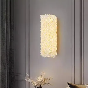 Modern Luxury LED Wall Lamp with Crystal Iron Body Simple Red Background Wall for Living Dining Bedroom Application