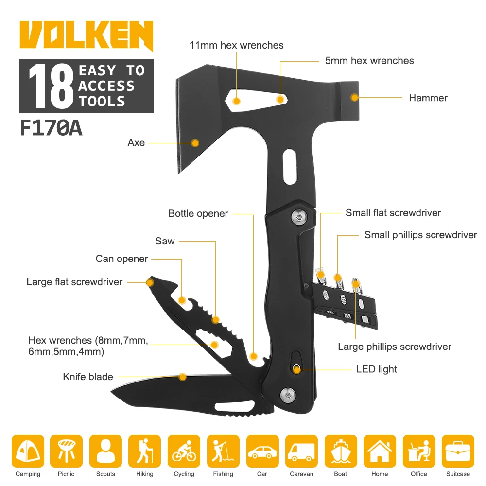 Новый универсальный многофункциональный инструмент для кемпинга с топором Hhammer отверткой нож вскрытия