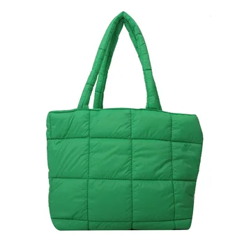 New Arrival Custom Made sotf quilted padding handbag bag lightweight black puffer tote bag for women