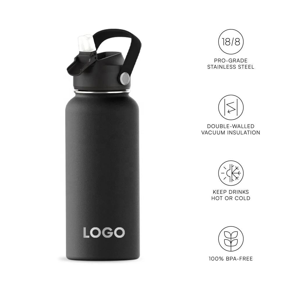 BPA Free Vacuum Flasks Stainless Steel Insulated Water Bottle Promotional Water Bottle Vacuum Double Wall 3 Lids
