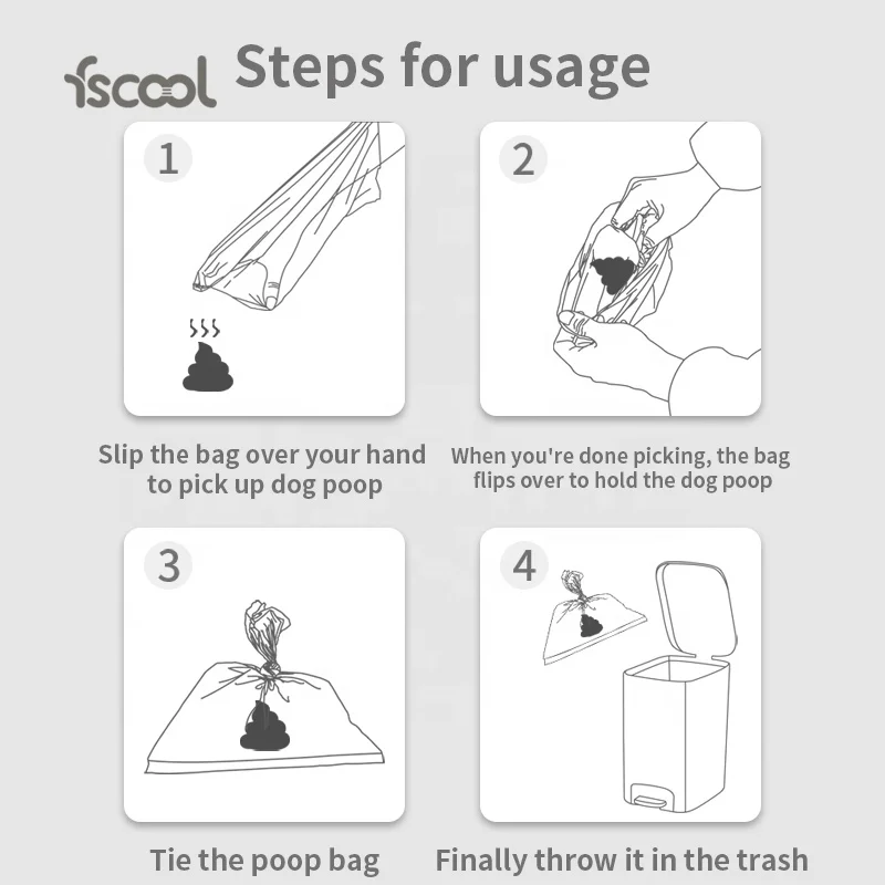 Walking Pet Dog Shit Poop Trash Waste Bags Holder Total Degradation Dog Poop Bags With Dispenser