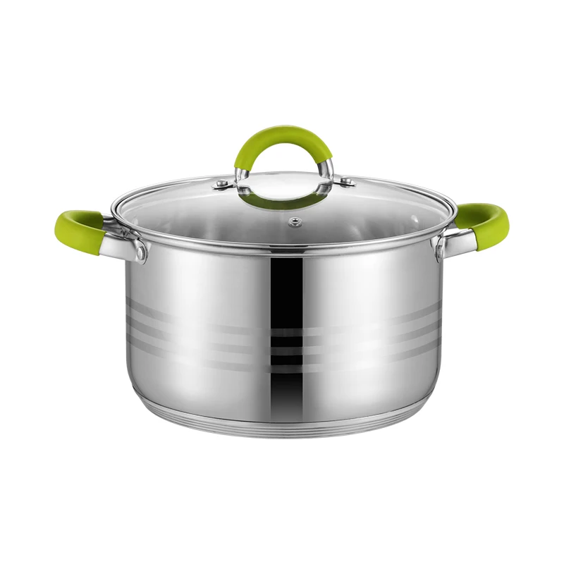 Набор кухонной посуды из нержавеющей стали, 12 шт., новый дизайн, силиконовая антипригарная ручка, кухонная посуда, набор с антипригарной сковородкой