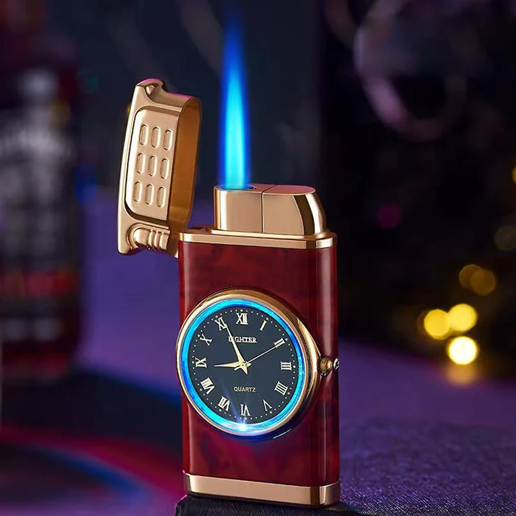 Creative Clock Lighter Candle Custom Logo LED Rechargeable Cigarette  Lighter Portable Windproof Touch Lighter
