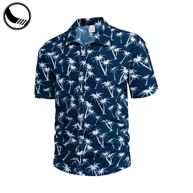Polyester Digital Print Fashion Beach Golf  Button up Shirt Rayon Style Wholesale Printed Custom Hawaiian Shirts for Men manufacture