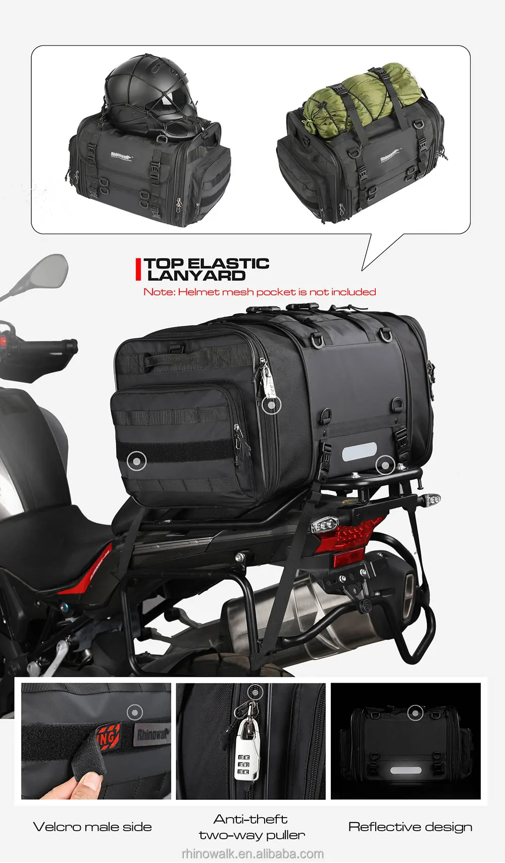 rhinowalk motorcycle seat bag tail bag