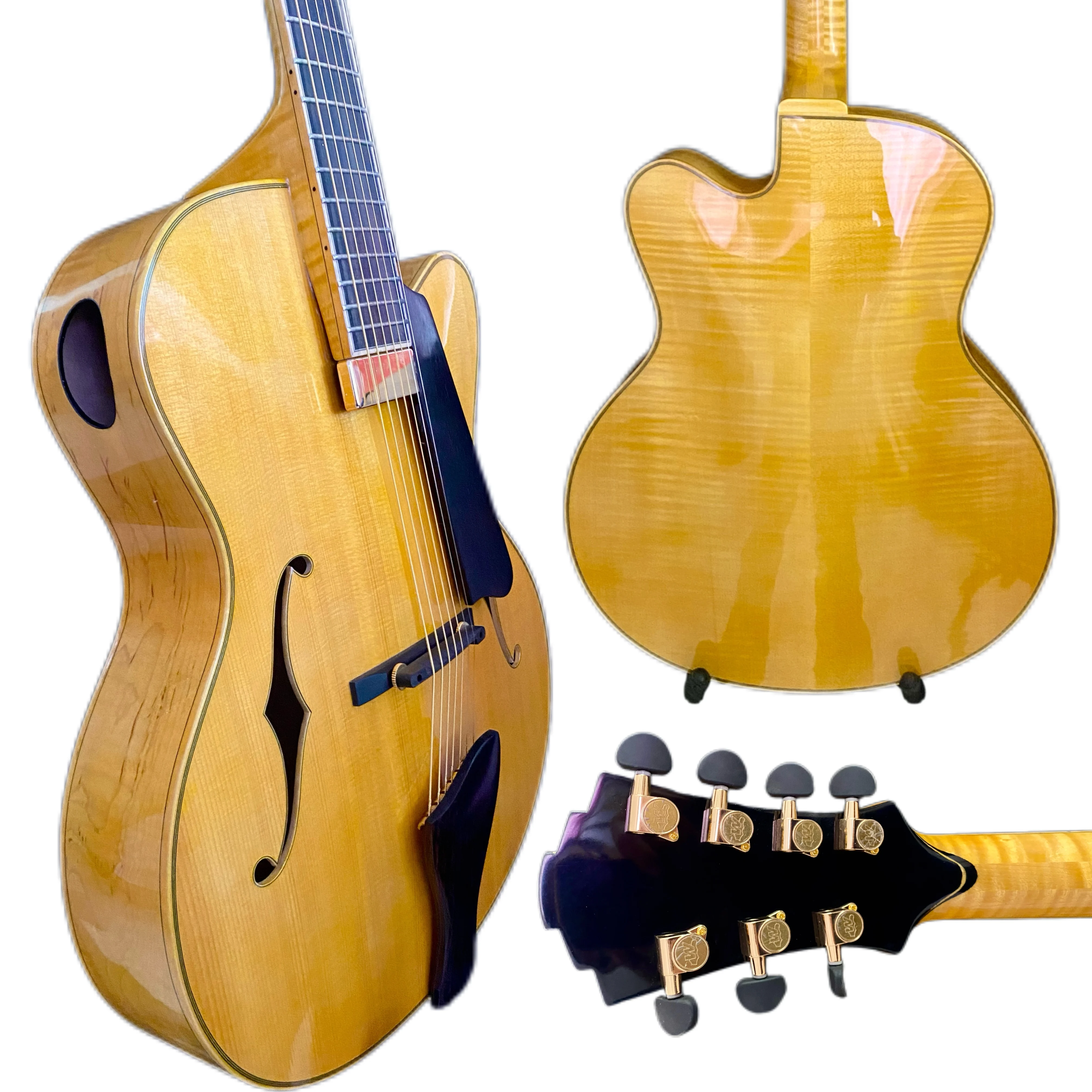 Yunzhi Customizable 7-String Electric Jazz Guitar Eastman Style Handmade Solid Maple Carved Archtop Ebony Fingerboard Spruce