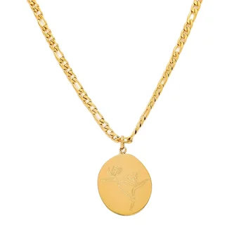 18K PVD Gold Plated Geometric Figaro Choker Stylish Stainless Steel Nail Insertion Trendy Flower Necklace Fashionable Chains