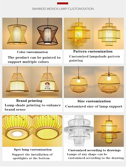 Light Rattan Material Shade Wicker Pendant Light Rattan Lampshades Material Handmade Bamboo ...