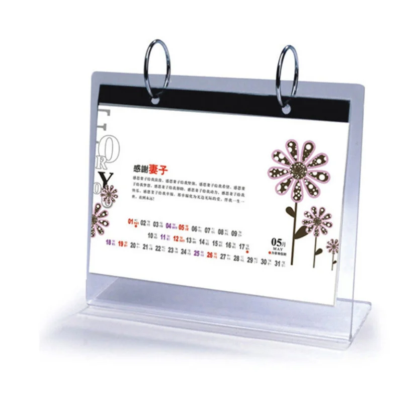 Custom Clear Acrylic Desk Calendar Display Stand with Date Marker Customize Acrylic Desktop Calendar Holder