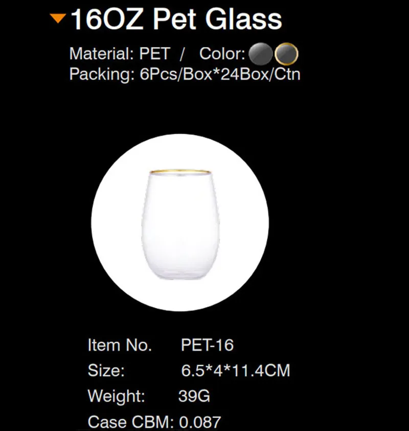 Bulk Pet Or Acrylic Plastic Wine Glass 14oz Custom Party