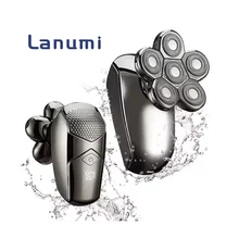 Lanumi MS-673 Electric Men Blade Washable Rechargeable Rotary razor 6 in 1 Electric Shaver for Men