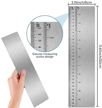 12 inch long Food Grade 304 Stainless Steel  Cake Ruler Scraper Cake Comb With Measuring Scale