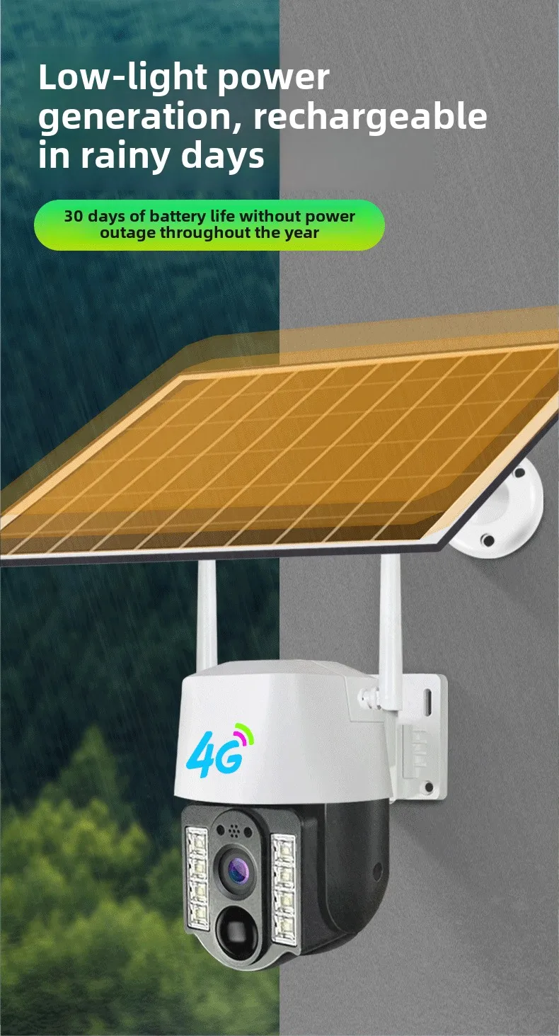 WiFi 4G 1080P IP HD Outdoor Security Camera Set Solar Panel Easy Mounted for Farm Field CMOS Sensor Cloud Data Storage Option