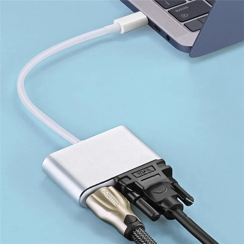 4  2 in 1 USB C 3.1 HDMI VGA Adapter TYPE C Type-c to HDMI 4K VGA UHD Converter Adapter For Macbook Samaung  Huawei Google