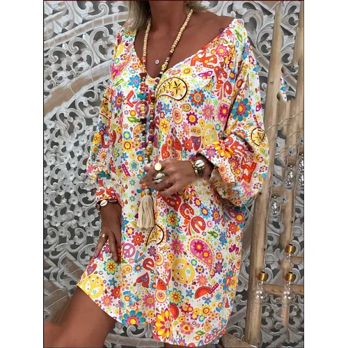 Ecowalson 2019 New Summer Women Loose Dresses Casual V Neck Long ...