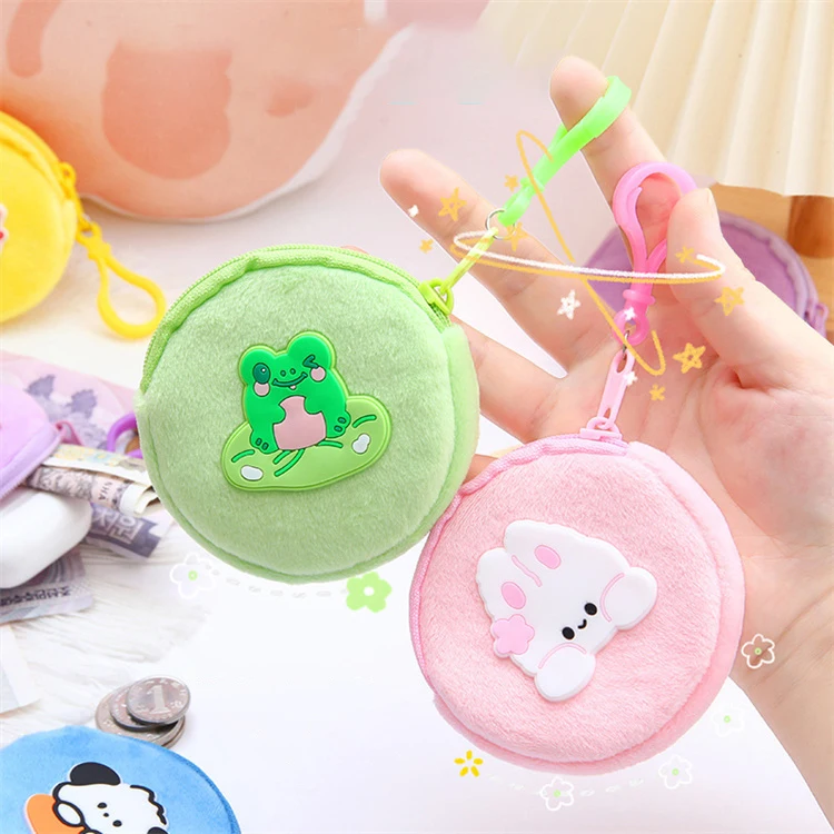 2023 New Zipper Coin Case Key Case Headphone Portable Mini Cute Cartoon Plush Coin Purses