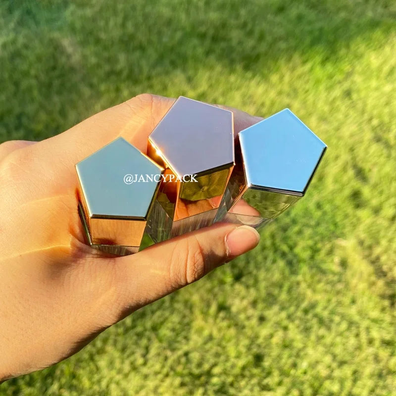 JANCY PACK 5ml Unique Hexagon Shape Rose Gold Silver Gold clear Lipgloss Container Tubes