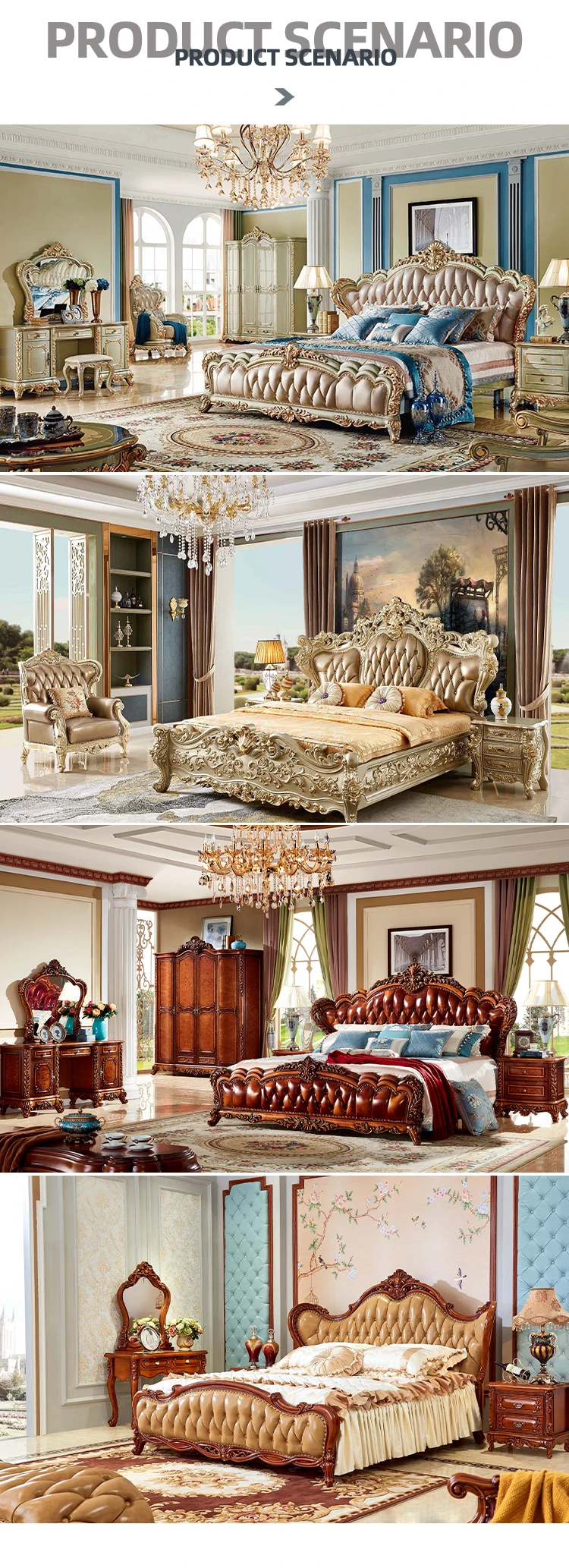 Hot Design Bedroom Furniture Factory Price Light Luxury European Style