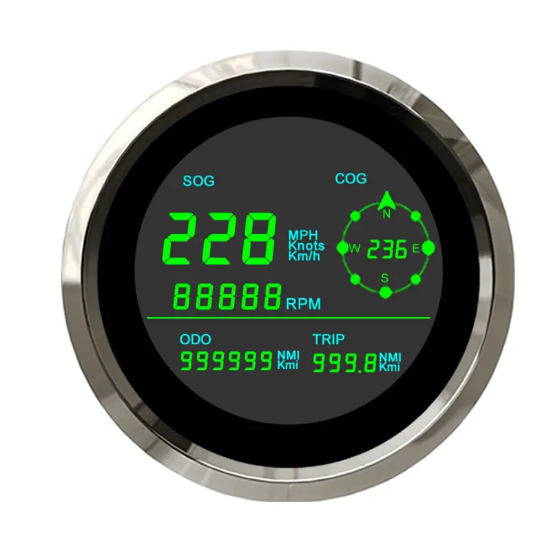 85mm LCD Display GPS Speedometer with Tachometer Total/Trip Odometer Show E Scooter Motorcycle Boat Digital Gauge