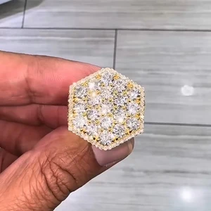 Custom Designed Men's Hip Hop 925 Silver Iced Out Rings D VVS Invisible Setting with Moissanite Available in Iced Jewels Style