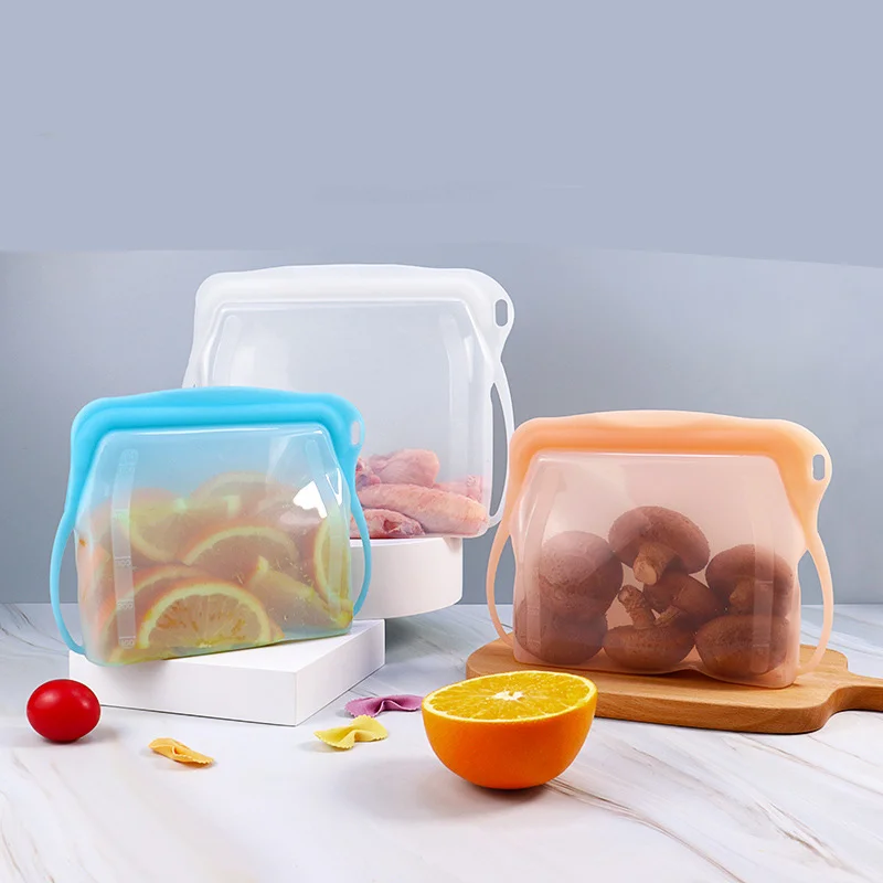 Silicone Food Storage Bags New Item Silicone Free Food Grade Food Storage Bag Set Zipper Silicone Reusable Bag