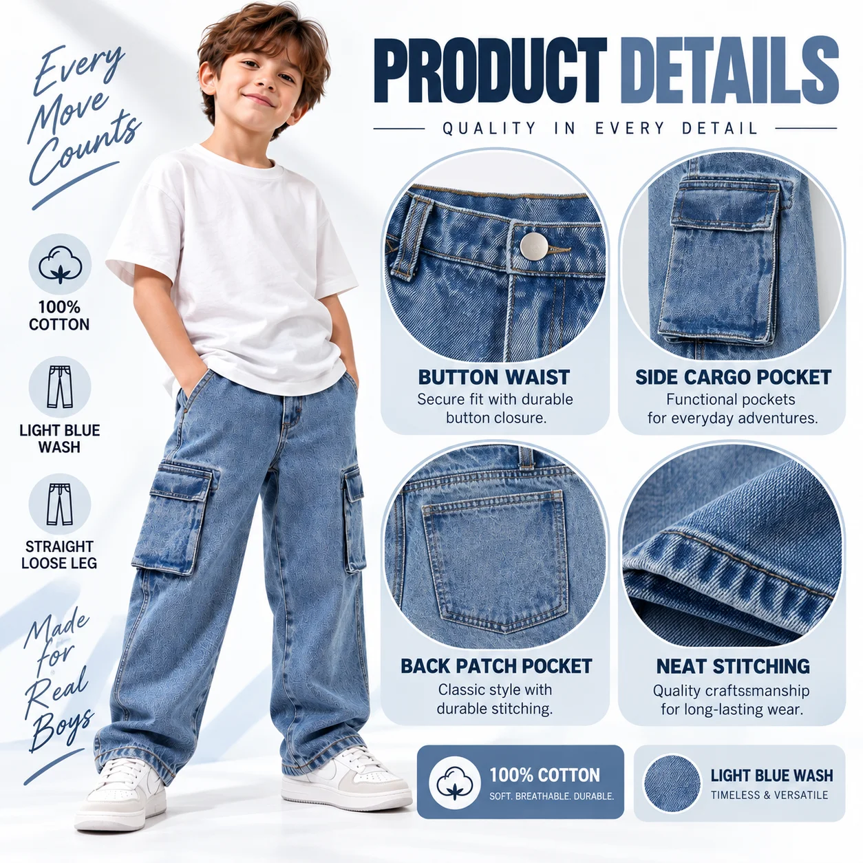 Custom Men Outfit Baggy Fit Light Blue Jeans Pants Designer New Release Original Fit Denim Baggy Jeans Polar Big Boys Pants
