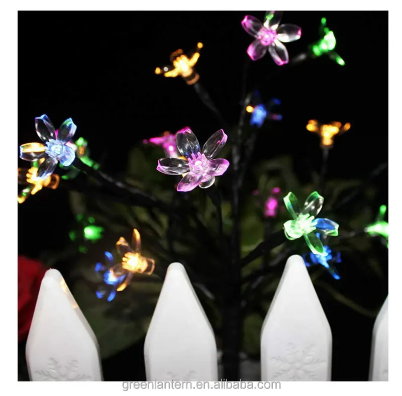 Solar Cherry Tree Branch Lights Outdoor Waterproof LED Ground Lawn Landscape Yard Fence Path Decoration Solar Led Garden Lamp