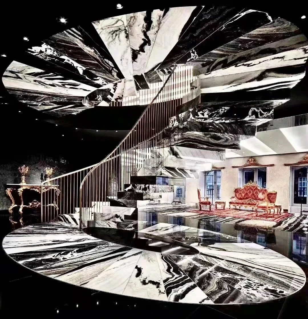 product factory direct white panda bianco lasa macchia vecchia polished dalmata marble stone black slab marble panda floor tiles-5