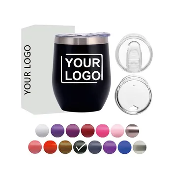 12Oz Double Wall Vacuum Insulated Beer Coffee Mug Stainless Steel clear  Lid and With Handle Tumbler Travel Cup Custom LOGO