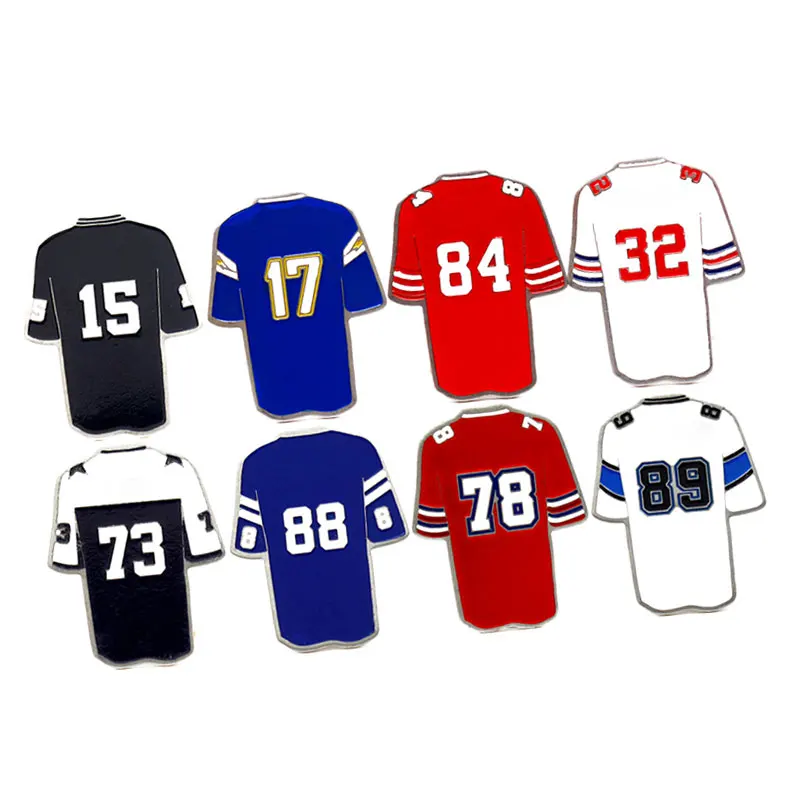 Cheap Custom Shaped Metal Stamping Enamel Basketball Football Sports Jersey Lapel Pin Badge for Gifts