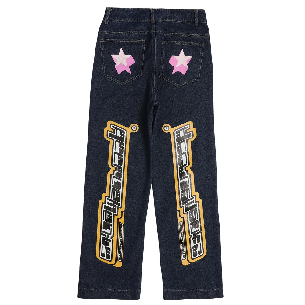 Stampe di stelle e lettere su Jeans per donna Hip Hop Fashion