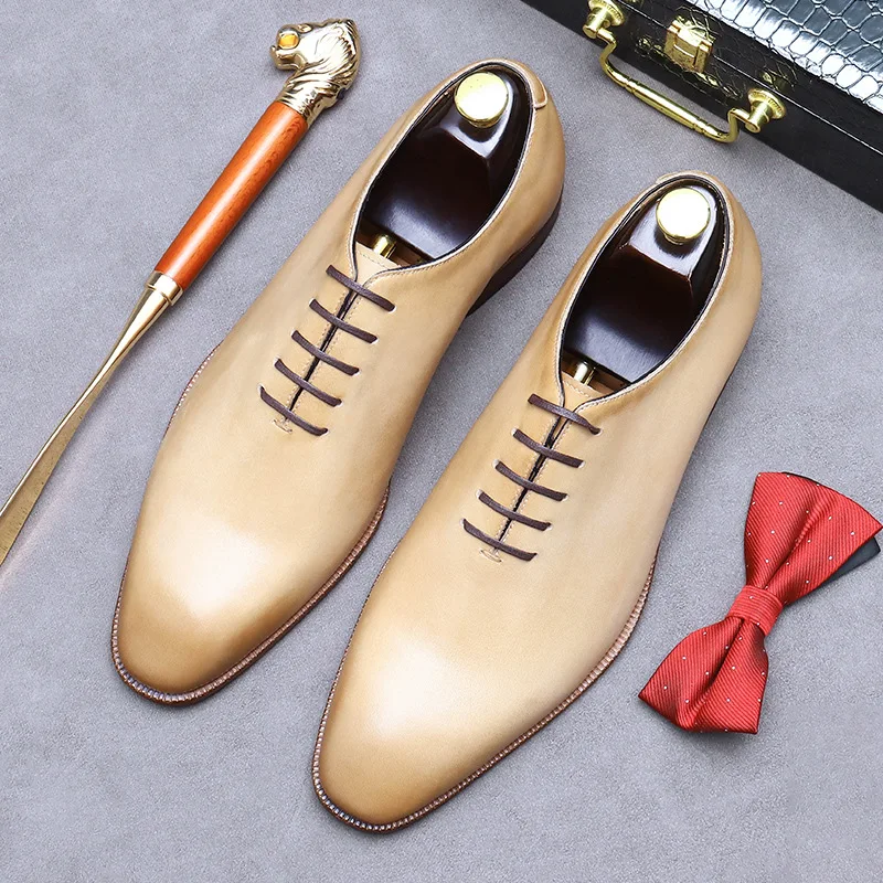 Wholesale Luxury Leather Shoes Men Custom Logo Men Dress Shoes Genuine